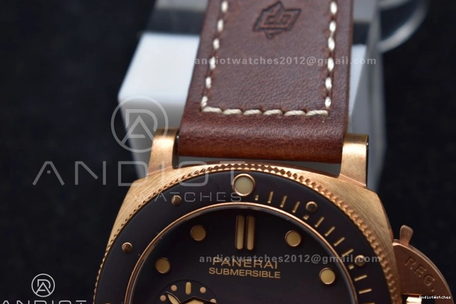 and on Strap 995 V Brown Brown Best P.9010 VSF Clone Bezel Bronzo PAM968 Calfskin Ceramic Dial Edition SunProtective 1:1 0429